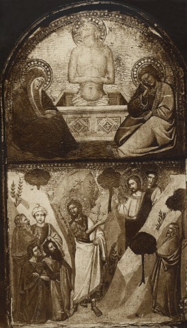 Anonimo — Anonimo fiorentino sec. XIV - Cristo in pietà; San Giovanni Battista indica Cristo come l'Agnello di Dio — insieme